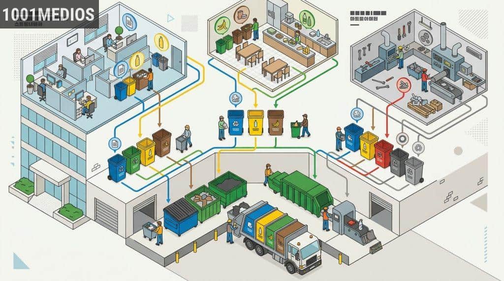 Circuito interno de separación y recogida de residuos empresariales