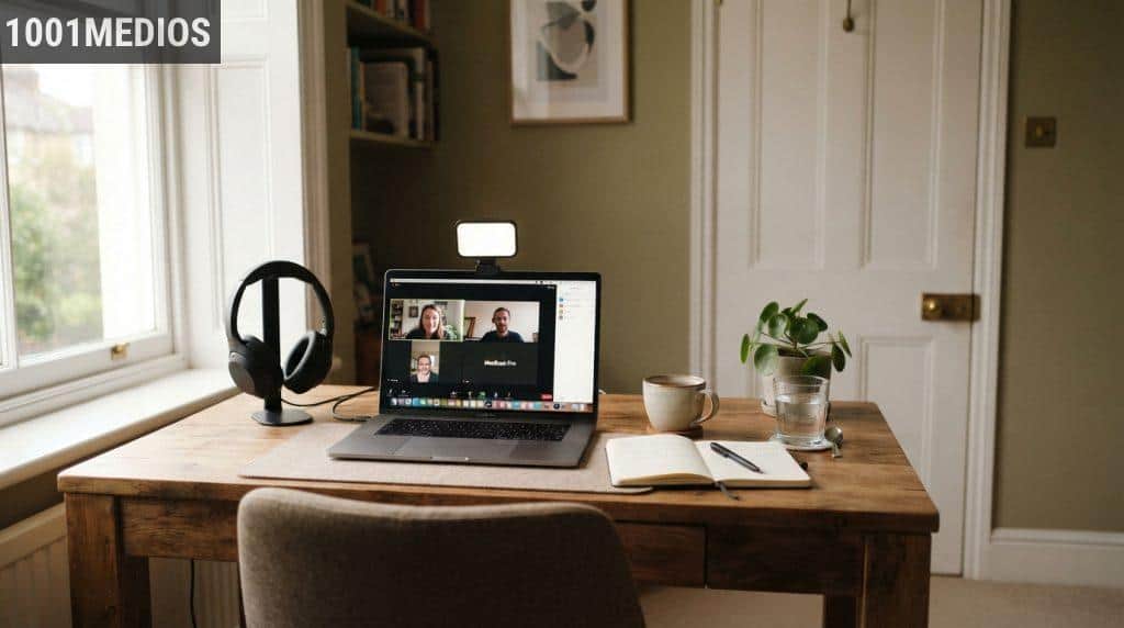 Espacio privado y tranquilo preparado para una sesión de terapia online