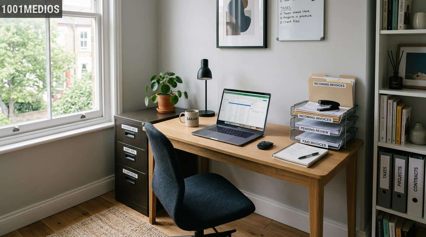 Documentación empresarial ordenada en una oficina